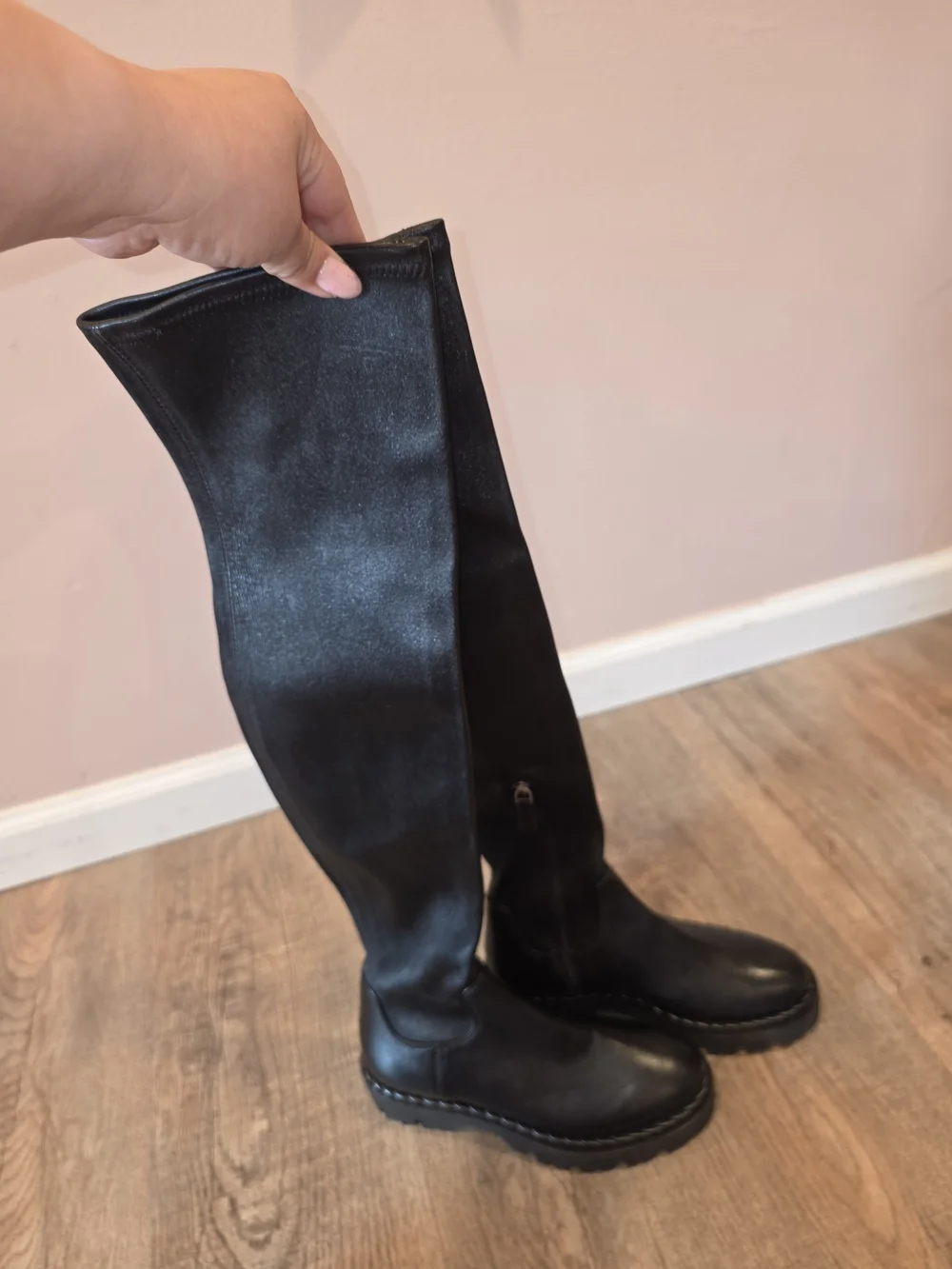 La CANADIENNE Black Over-the-Knee Leather and Suede Boots